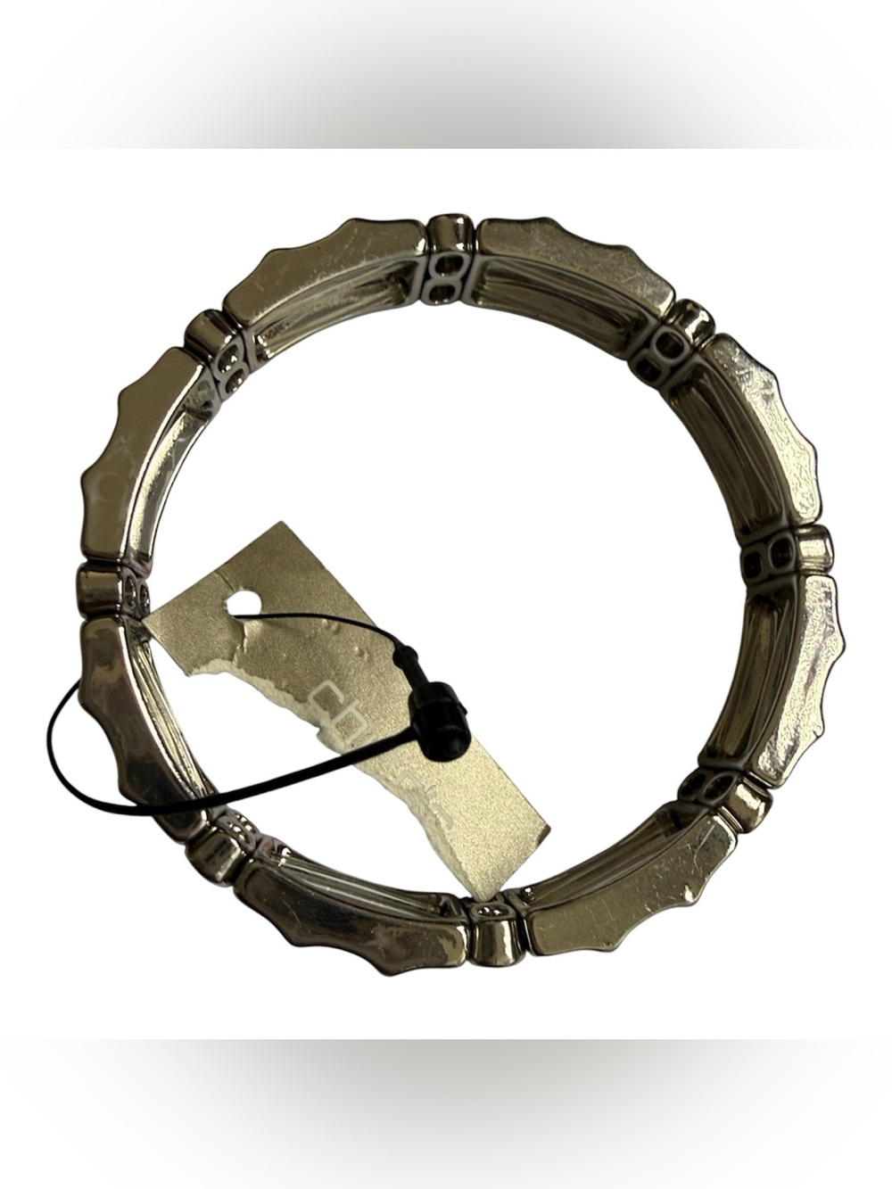 Chico's- Metallic Silver Stretch Bracelet - Classic Link Design